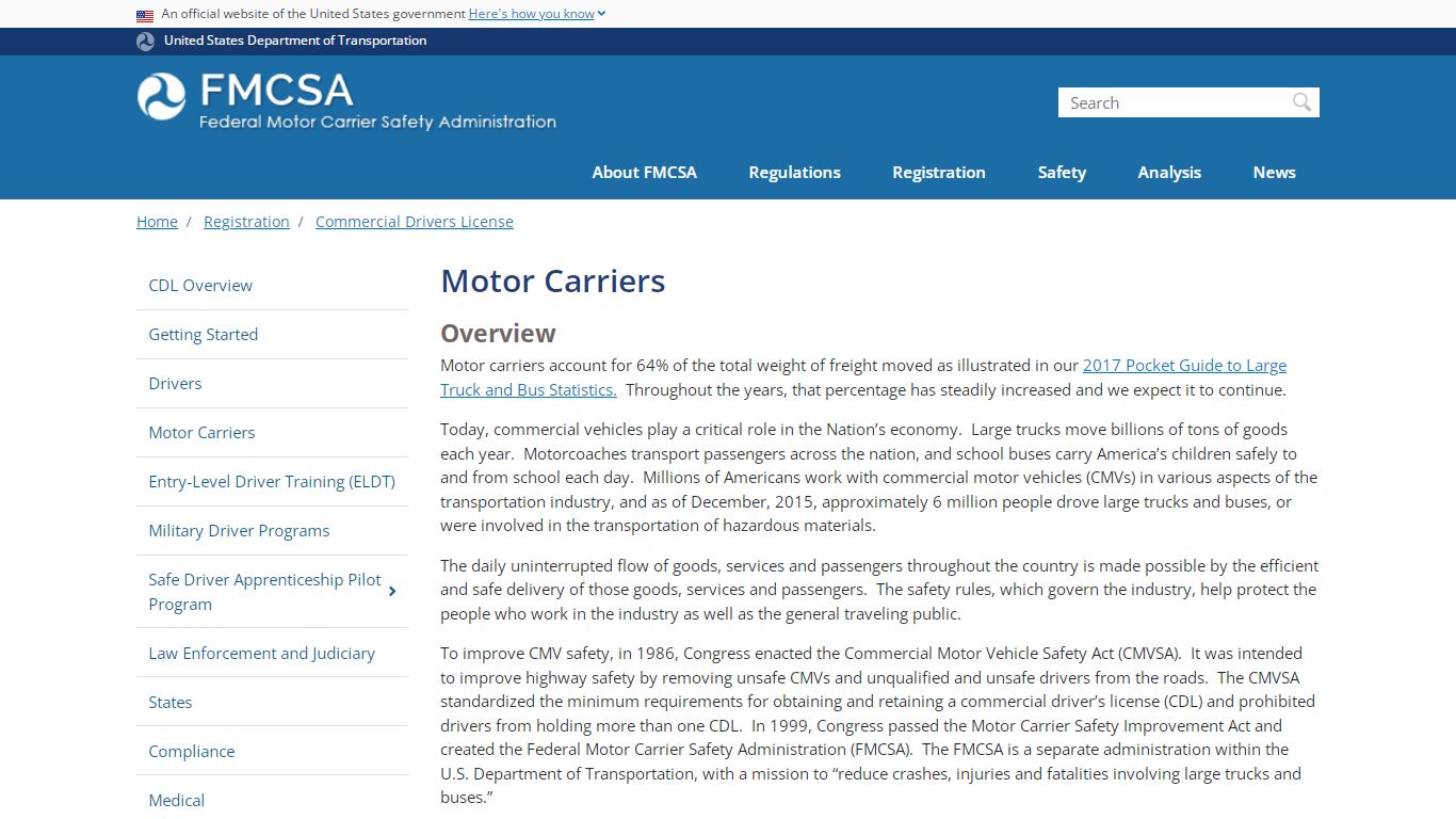 Motor Carriers | FMCSA
